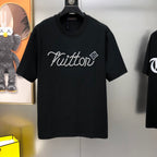 Louis Vuitton Hand-Embellished Pearl & Checkerboard Crewneck T-Shirt