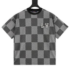 Louis Vuitton rhinestone logo checkered short-sleeved shirt