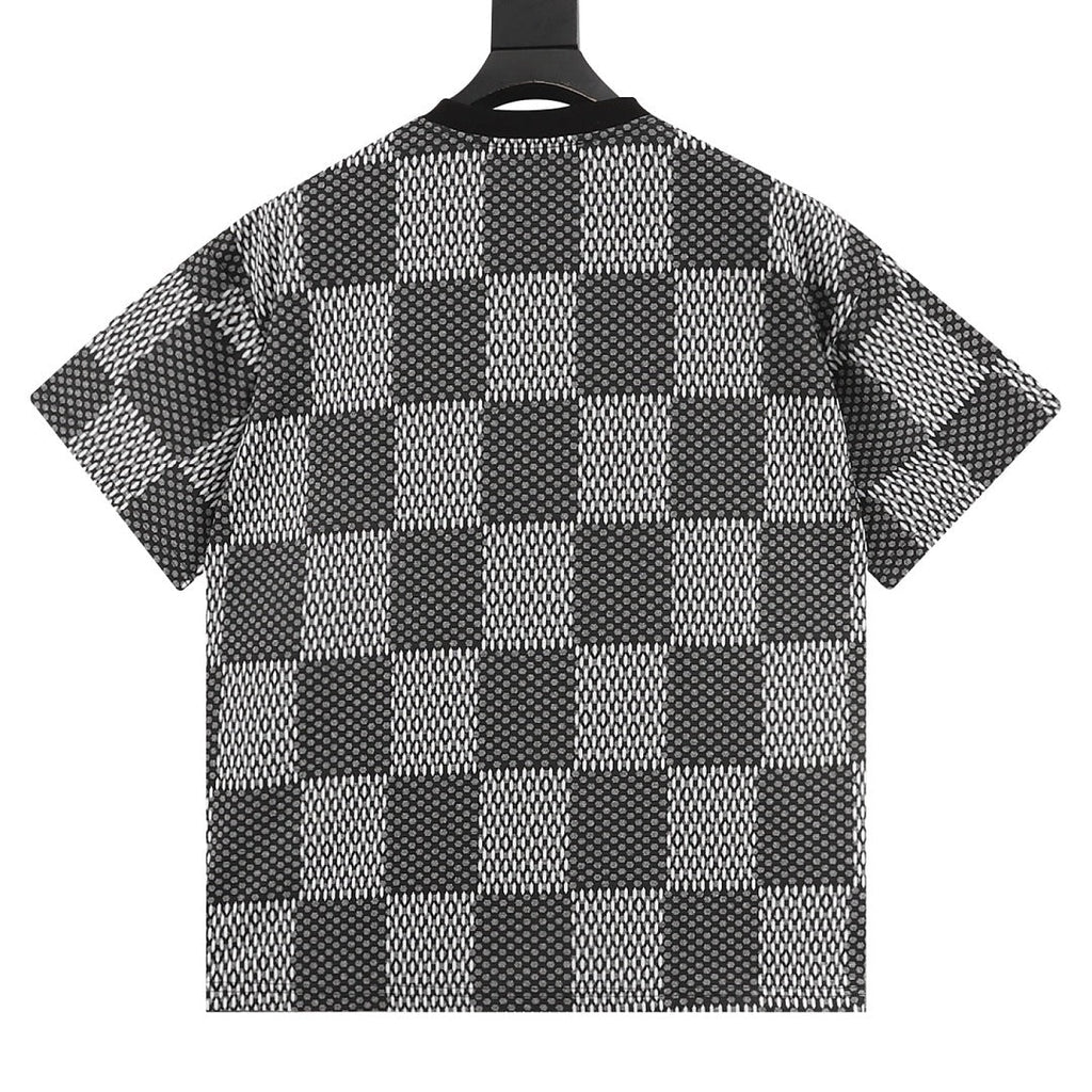 Louis Vuitton rhinestone logo checkered short-sleeved shirt