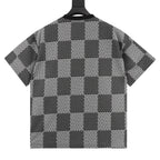 Louis Vuitton rhinestone logo checkered short-sleeved shirt