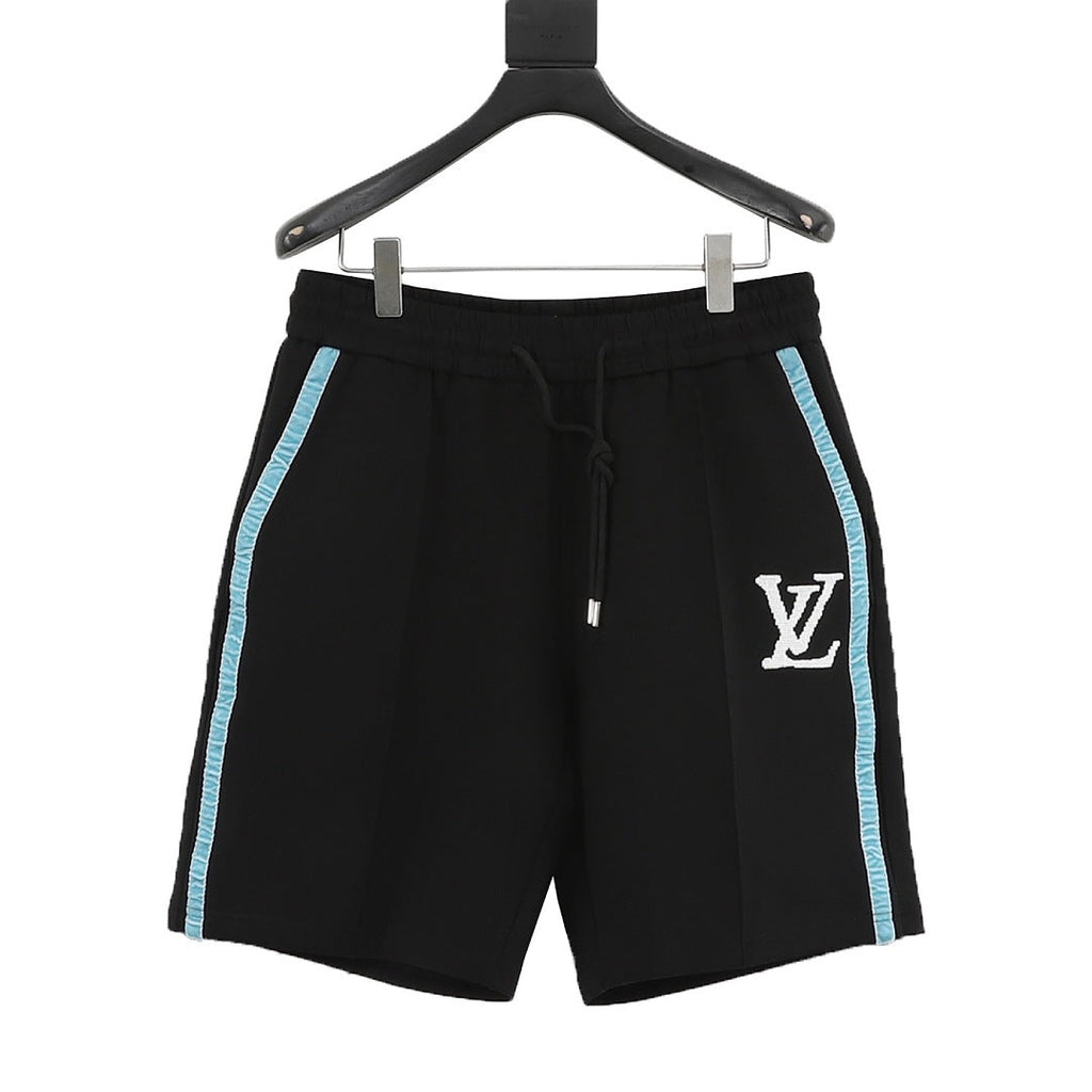 Louis Vuitton Shorts with Blue Side Webbing and Embroidered LV Letters