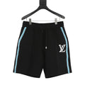 Louis Vuitton Shorts with Blue Side Webbing and Embroidered LV Letters