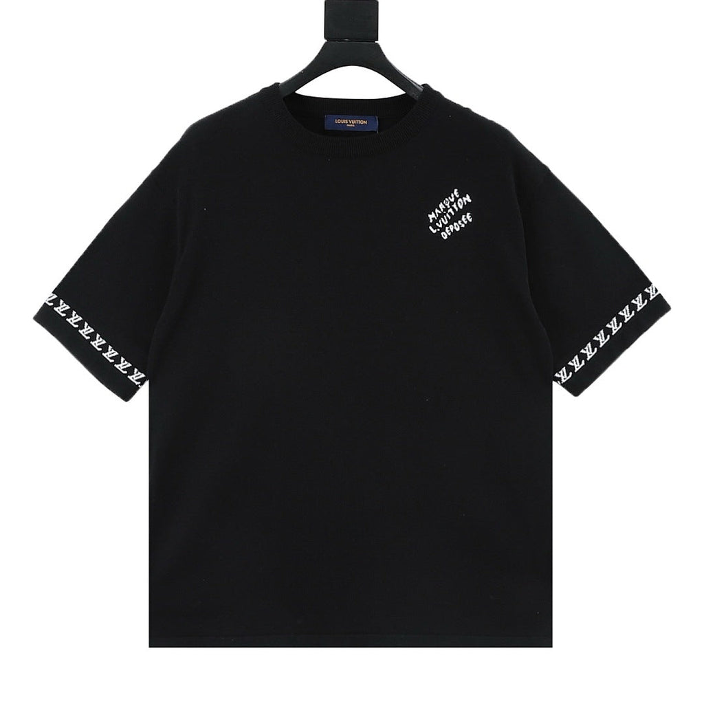 Louis Vuitton Letter Jacquard Knit T-Shirt with Cuff Detail