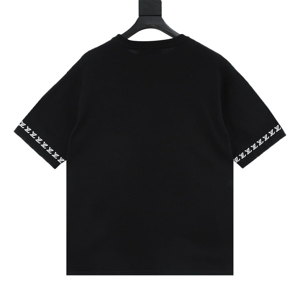 Louis Vuitton Letter Jacquard Knit T-Shirt with Cuff Detail
